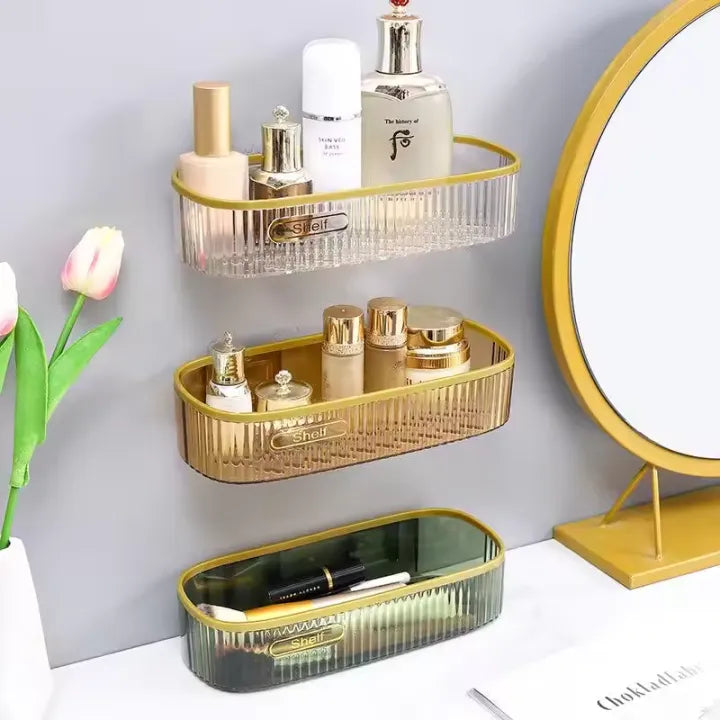 Acrylic Bathroom Shelf – Wall-Mounted Organizer Rack for Toiletries & Decor