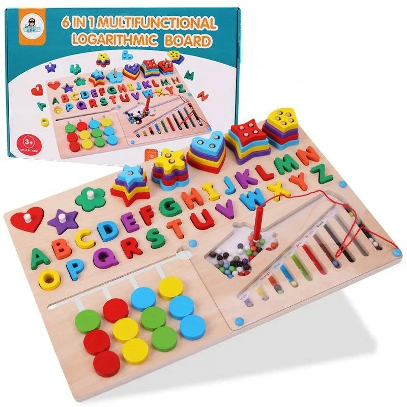 Wooden Multifunctional Sorting Set – 408-Piece Magnetic Beads & Alphabet Learning Kit!