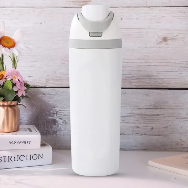 Keep Smiling 650ml Double-Wall Insulated Coffee Cup – Leakproof Thermal Mug with Straw & Handle!