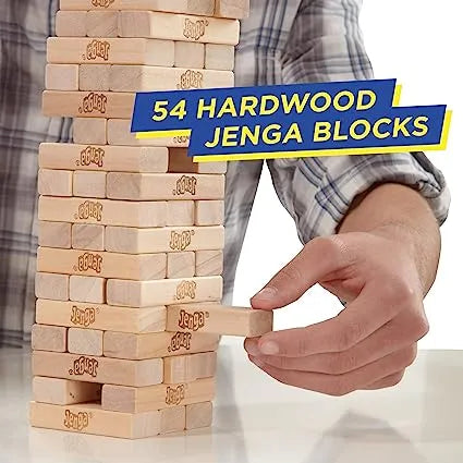 Hasbro Original Jenga Classic Game - High-Quality Wooden Block Stacking Game for Kids & Adults