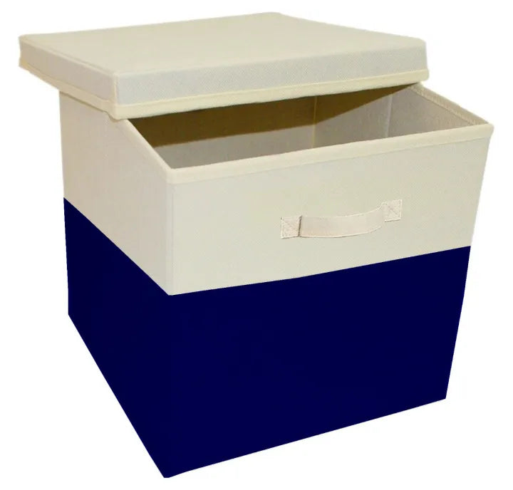 Foldable Fabric Storage Box with Lid - Multipurpose Organizer with Handles for Home & Office