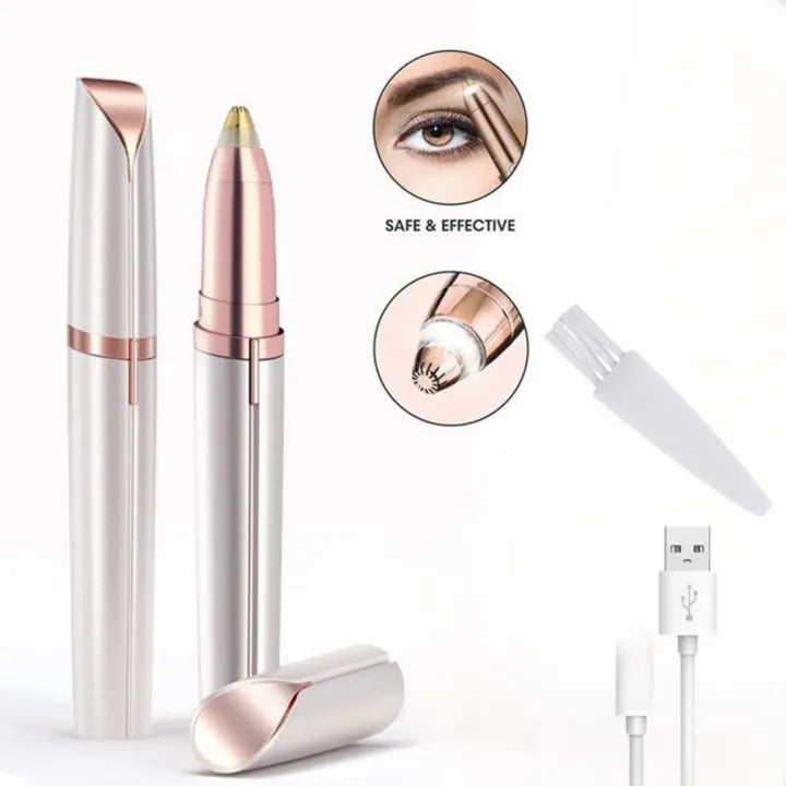 Flawless Eyebrow & Facial Hair Remover - Rechargeable Painless Trimmer with LED Light for Women