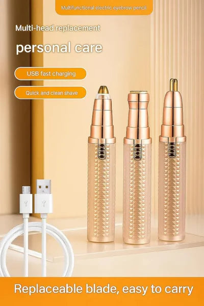 Wiscobuy 2-in-1 Hair Removal Machine - Facial & Body Painless Trimmer with LED Light (Gold/White/Black)