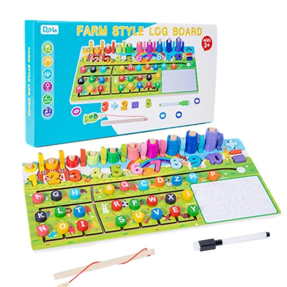 Farm Logarithmic Board with Maze – Wooden Educational Toy for Kids!
