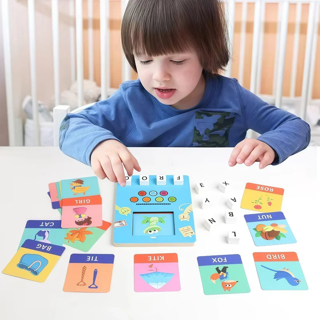 Wooden Learn-to-Spell Kit – 105-Piece Educational Board for Kids!