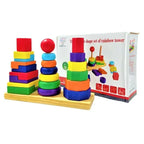 Wooden Three-Column Rainbow Tower – 411 Educational Sorting Toy for Toddlers!