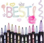 Double Line Metallic Shimmer Markers – 12 Self-Outline Pens for Art & Crafts!