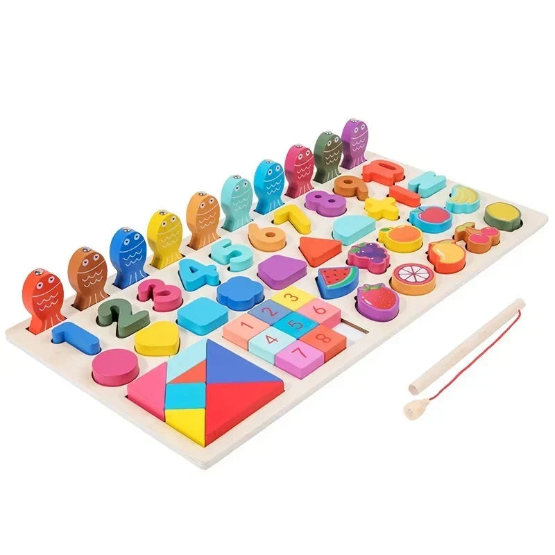 Multifunctional Logarithmic Busy Board – 419-Piece Tangram Puzzle & Activity Set!