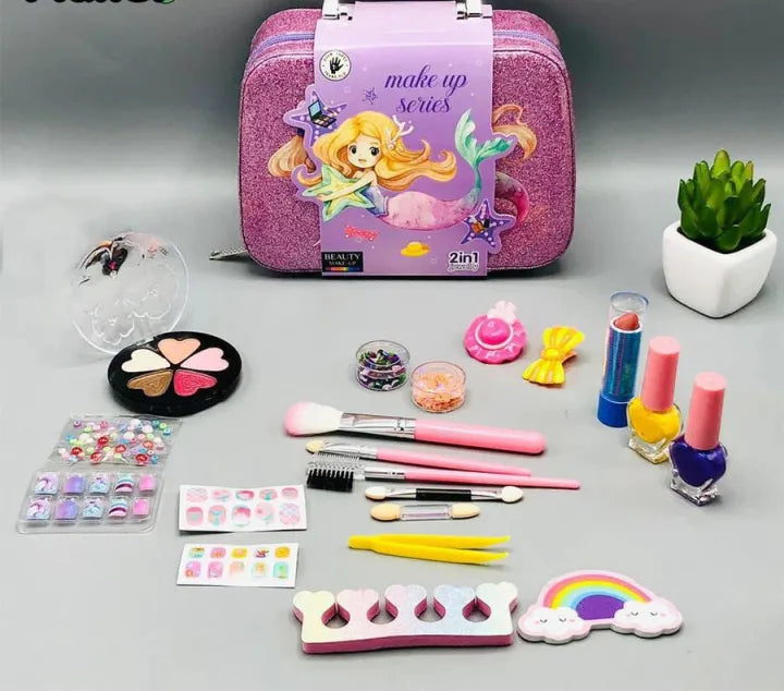 2-in-1 Beauty Makeup Kit – Portable Cosmetic Toy for Girls!