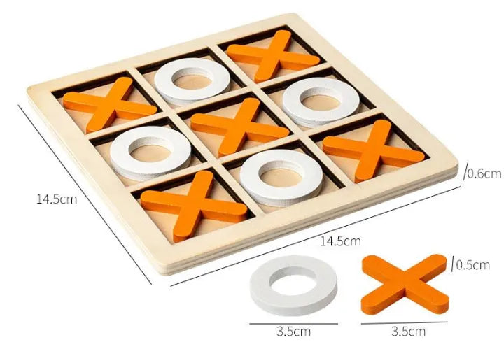 Tic Tac Toe Wooden Puzzle Game – Random Color, One-Piece Fun for Kids!