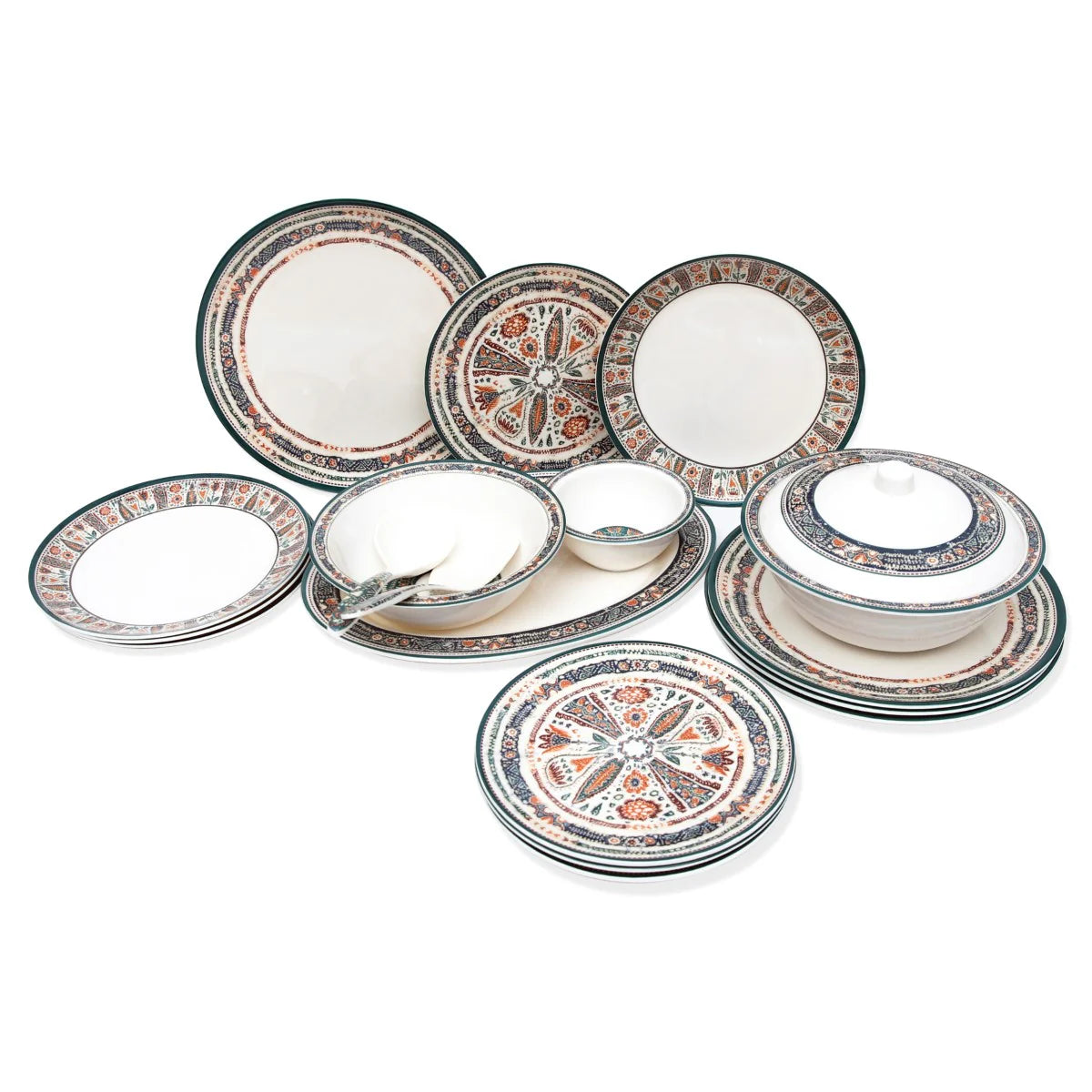 Dinner Set Multi Flora - Elegant Floral Design Ceramic Serving Set for 6