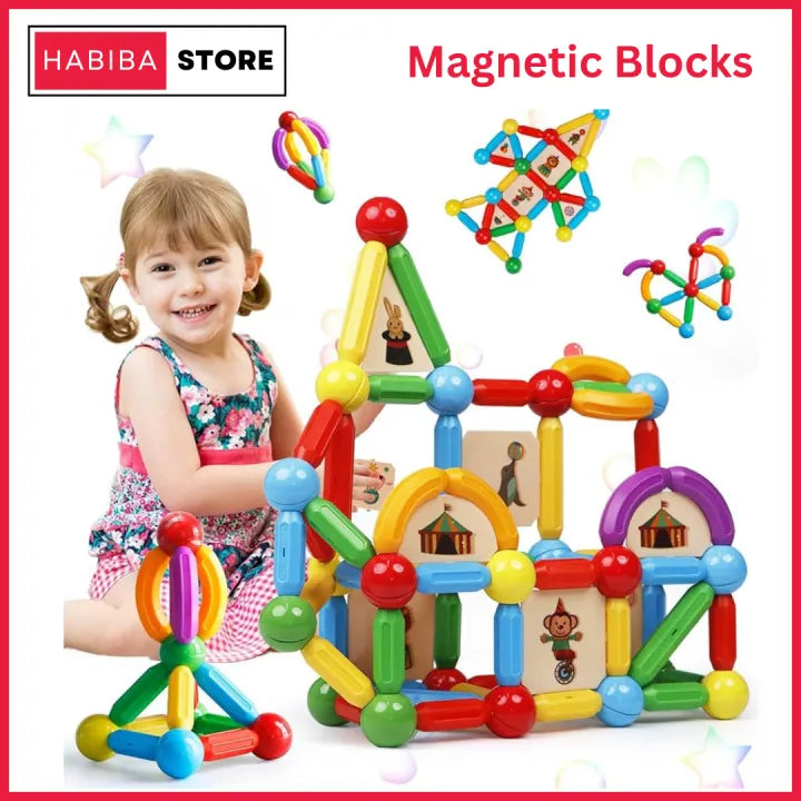 Magnetic Blocks Set – Montessori Magnetic Building Sticks & Balls for Creative Play!