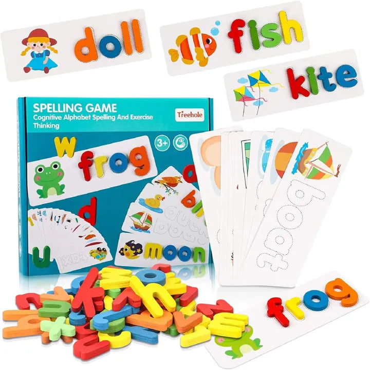 Keep Smiling Spelling Educational Toy – Wooden Alphabets & Sight Words for Kids!