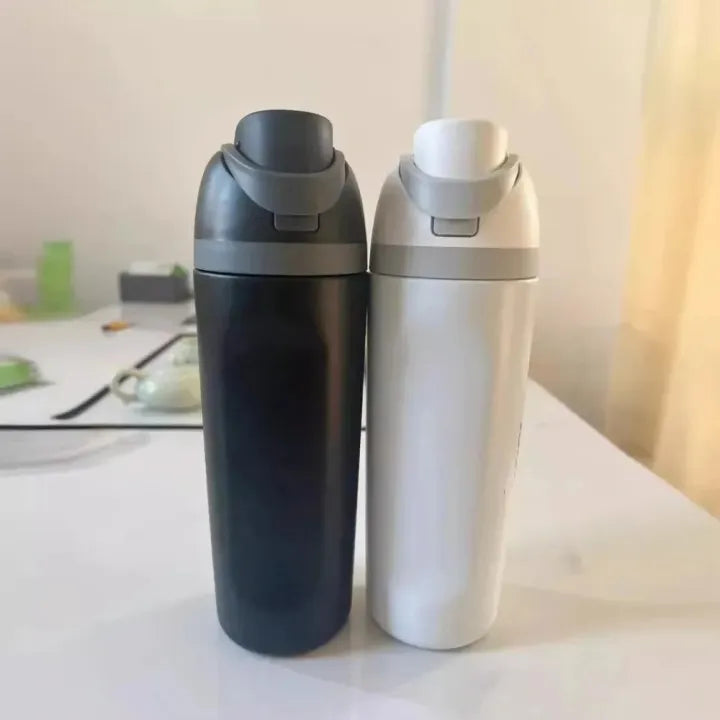 Keep Smiling 650ml Double-Wall Insulated Coffee Cup – Leakproof Thermal Mug with Straw & Handle!
