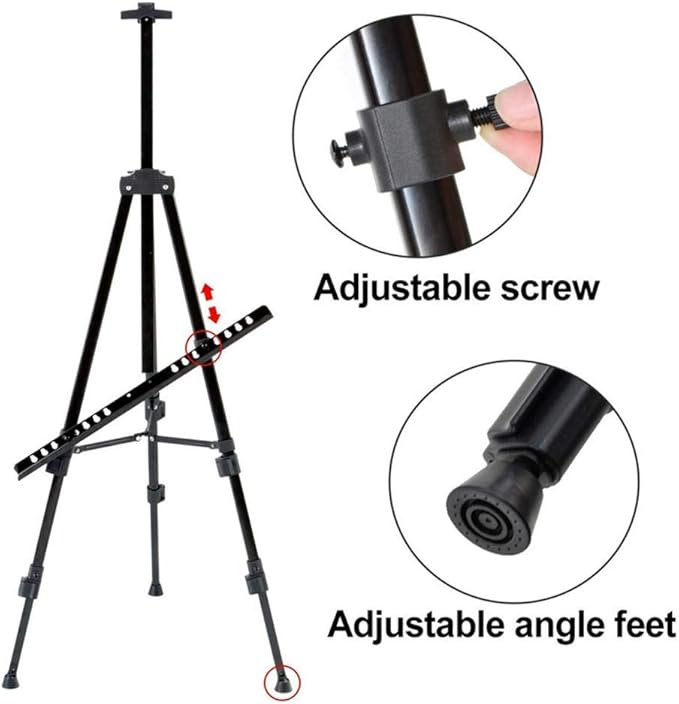 Pro Adjustable Easel Stand – Extra Thick Aluminum Tripod for Floor/Tabletop Art!