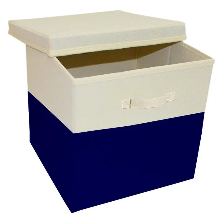 Foldable Fabric Storage Box with Lid - Multipurpose Organizer with Handles for Home & Office