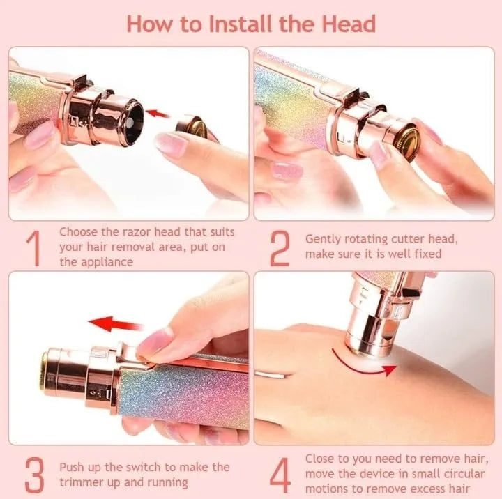 Flowless 2-in-1 Hair Removal Machine - Rechargeable Painless Hair Remover & Eyebrow Trimmer with LED Light