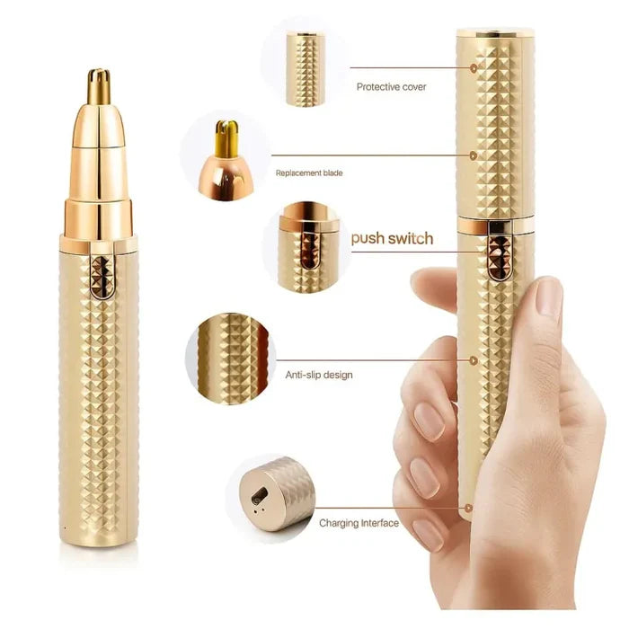 Wiscobuy 2-in-1 Hair Removal Machine - Facial & Body Painless Trimmer with LED Light (Gold/White/Black)