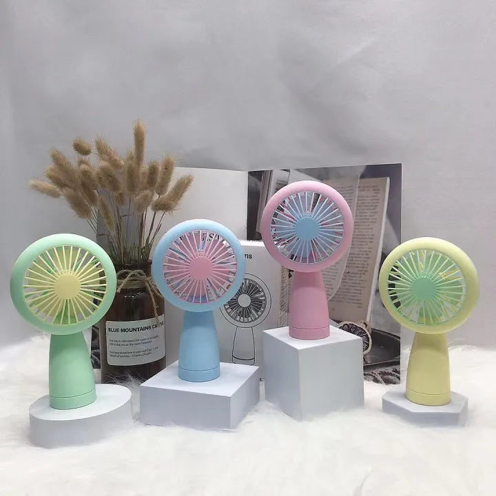 Keep Smiling USB Rechargeable Mini Fan – Portable Fan with LED Circle Light for Travel & Home!