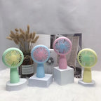 Keep Smiling USB Rechargeable Mini Fan – Portable Fan with LED Circle Light for Travel & Home!
