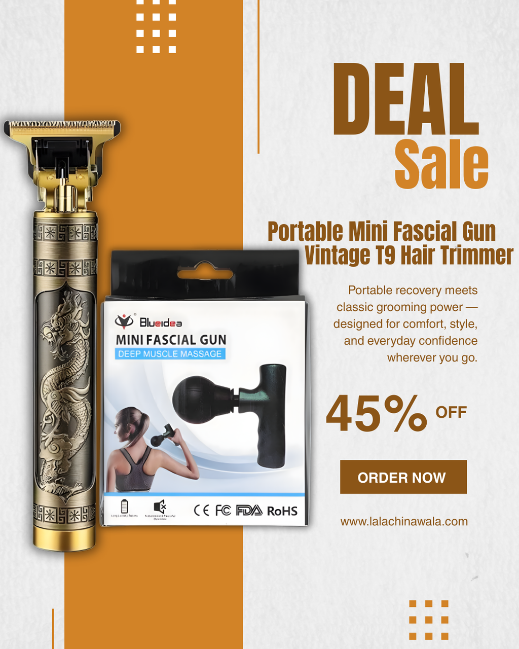 Deal 2 : Portable Mini Fascial Gun + Vintage T9 Hair Trimmer
