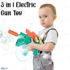 FunBlast 3-in-1 Electric Gun Toy for Kids - Bubble Shooter, Soft Dart Blaster & LED Light Music Gun | Multi-Function Outdoor Play Toy for Boys & Girls (Multicolor)
