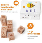Wooden Spelling Game – Montessori ABC Learning Toy with Flash Cards!