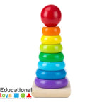 Rainbow Wooden Stacking Ring Tower – Montessori Educational Toy for Toddlers!