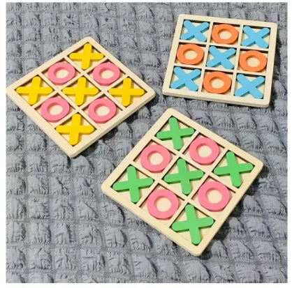 Tic Tac Toe Wooden Puzzle Game – Random Color, One-Piece Fun for Kids!