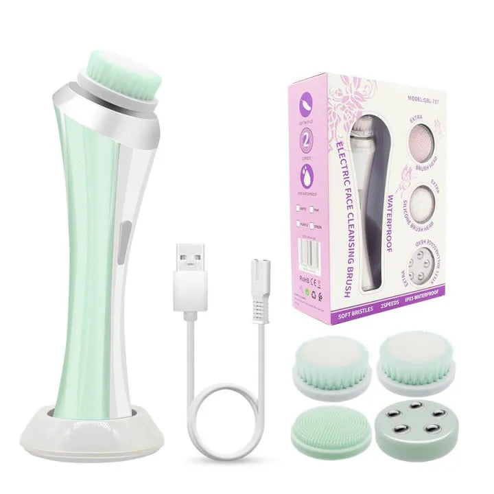 3-in-1 Electric Facial Cleansing Brush - Multifunction Rechargeable Face Cleansing & Massage Tool