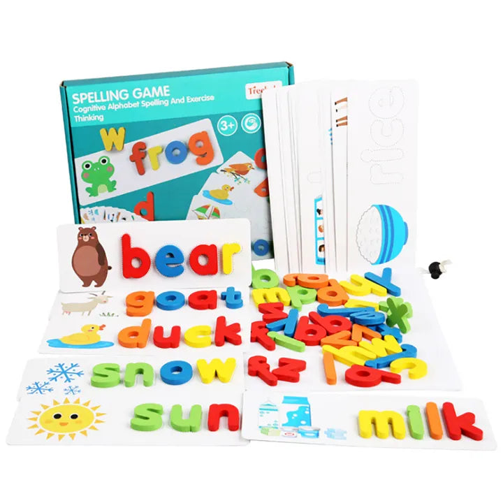Keep Smiling Spelling Educational Toy – Wooden Alphabets & Sight Words for Kids!