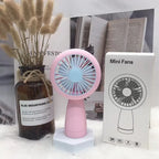 Keep Smiling USB Rechargeable Mini Fan – Portable Fan with LED Circle Light for Travel & Home!