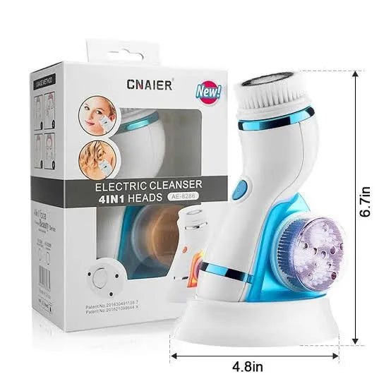 4-in-1 Facial Cleansing Brush - Electric Sonic Vibration Face Massager & Makeup Brush