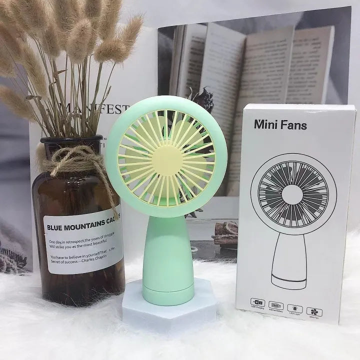 Keep Smiling USB Rechargeable Mini Fan – Portable Fan with LED Circle Light for Travel & Home!