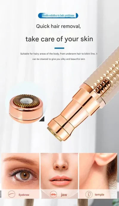 Wiscobuy 2-in-1 Hair Removal Machine - Facial & Body Painless Trimmer with LED Light (Gold/White/Black)