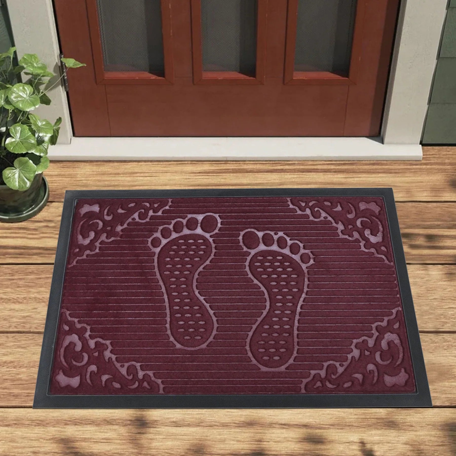 Non-Slip Rubber Door Mat 40x60 CM - Heavy Duty Dirt Trapper for Indoor & Outdoor Use