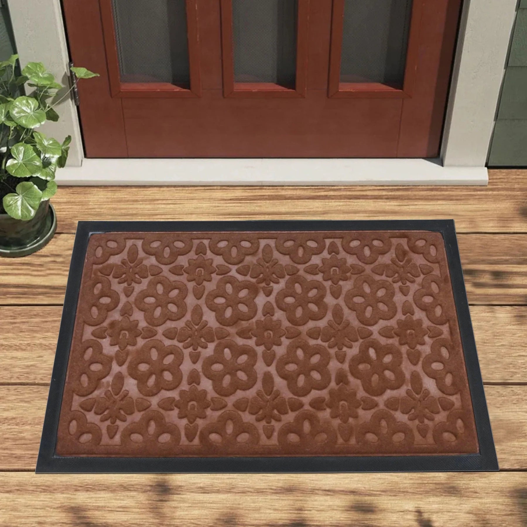 Non-Slip Rubber Door Mat 40x60 CM - Heavy-Duty Scraper & Dirt Trapper for Indoor/Outdoor Use