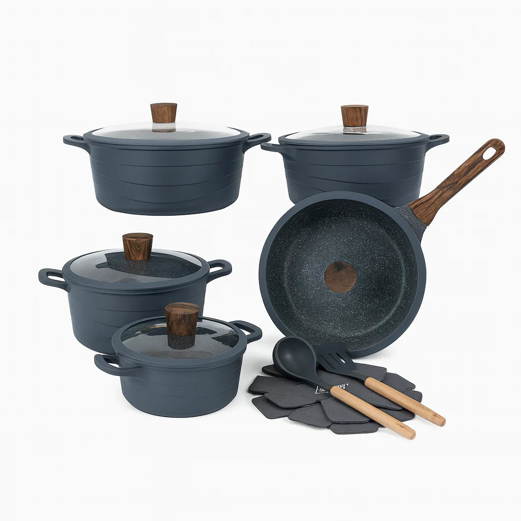 Premium Induction Base Pots and Pans with Lids & Utensils