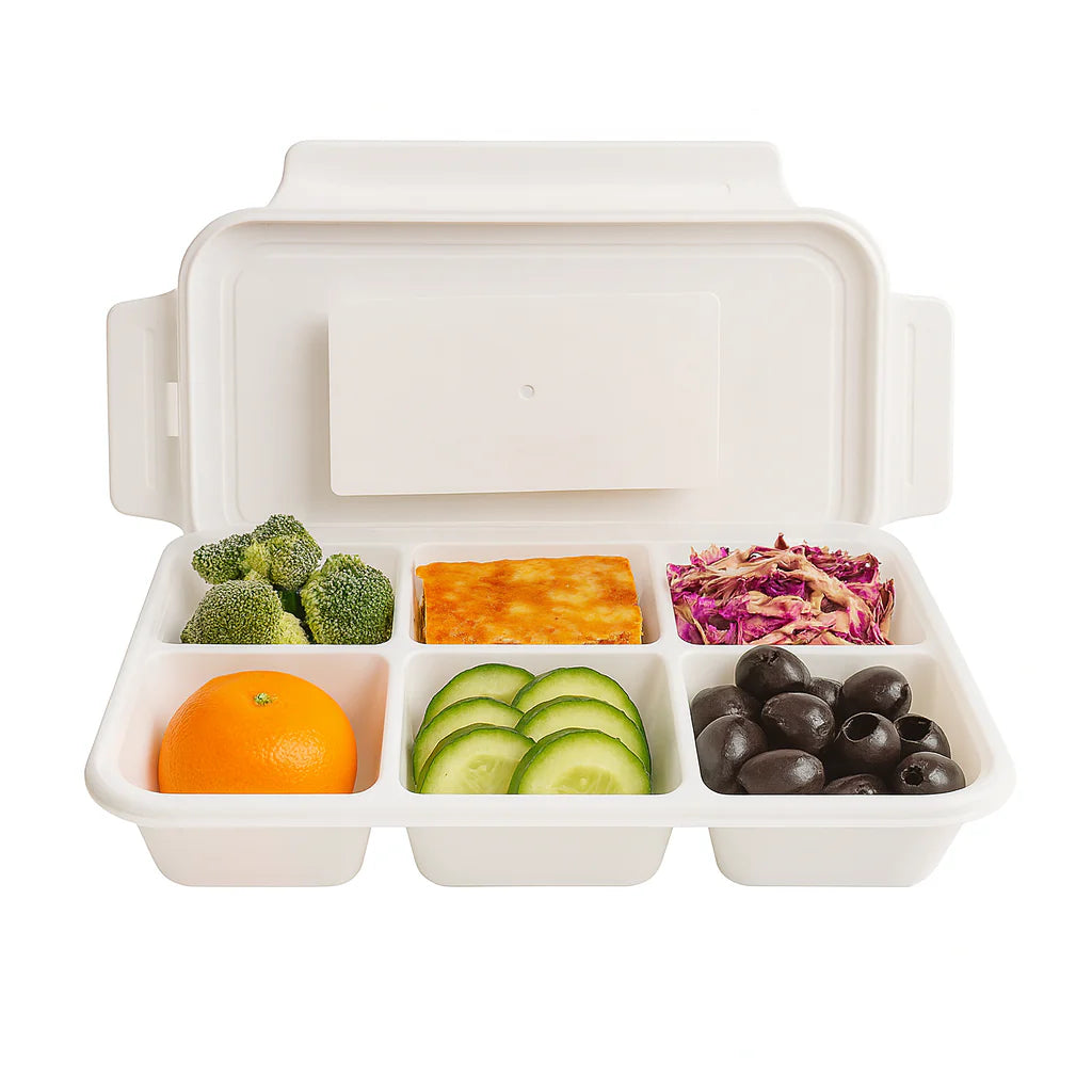 Rectangular Storage Box with 6 Sections – Clear Multipurpose Organizer with Lid