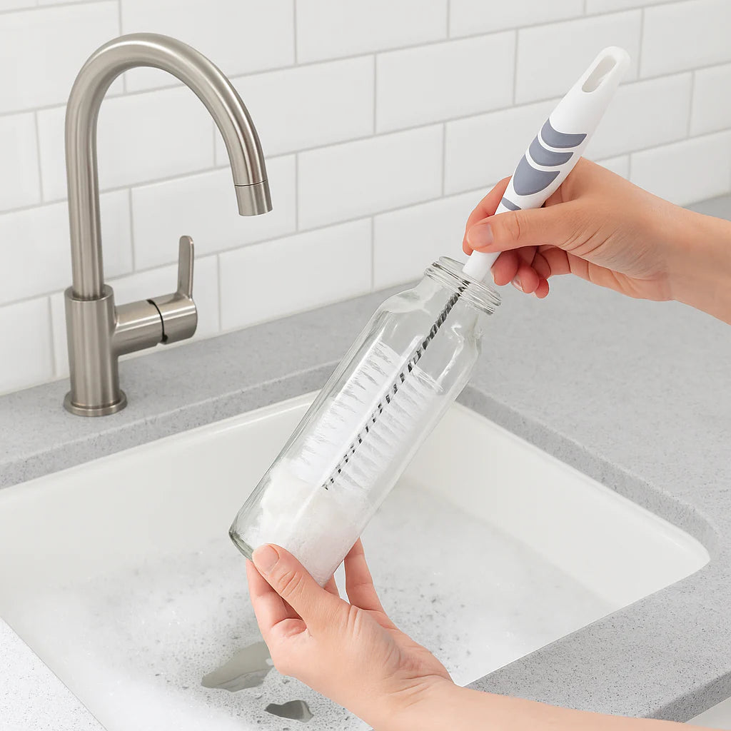 Premium 2-in-1 Bottle Cleaning Brush - Soft Bristles & Ergonomic Handle for Deep Cleaning