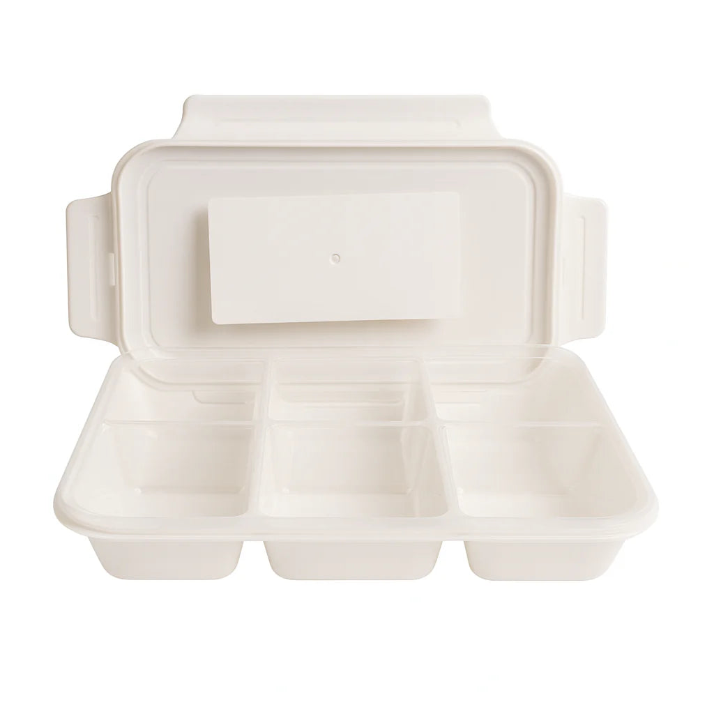 Rectangular Storage Box with 6 Sections – Clear Multipurpose Organizer with Lid