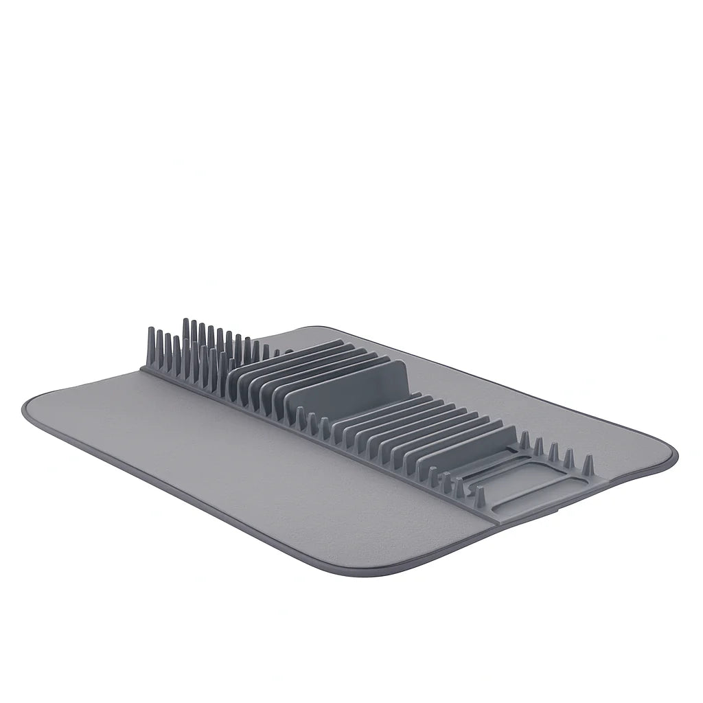 Dish Drying Mat with Drain Rack - Absorbent Kitchen Counter Mat for Drying Dishes & Utensils