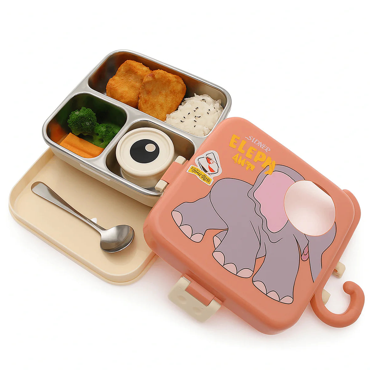 Laxon Steel Lunch Box – Cute, Compact & Leak-Proof Bento Container for Kids & Adults