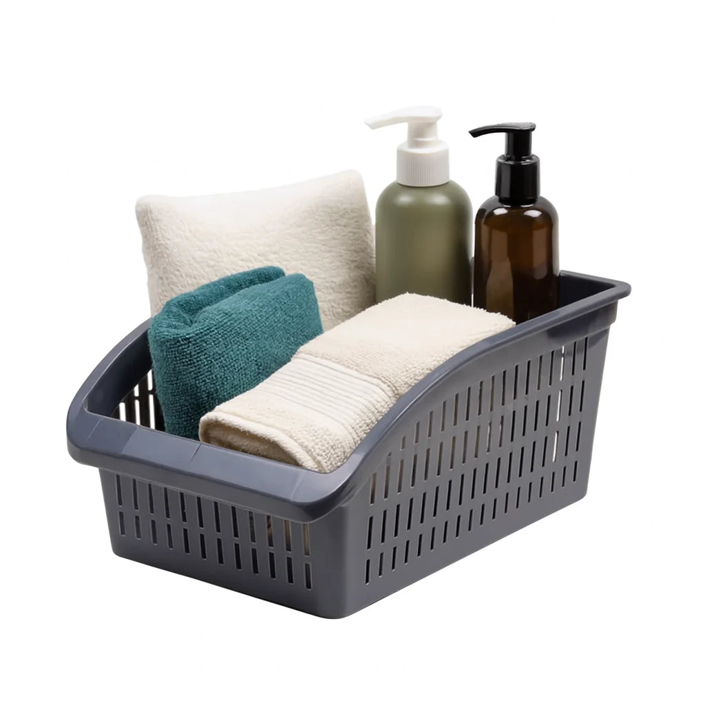 1pc Organizer Basket #2 (Assorted) – Multipurpose Plastic Storage Basket (White, Pink, Grey, Beige)