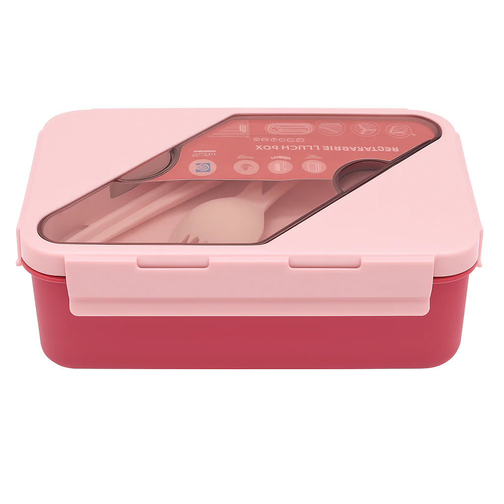 Rectangle Lunch Box with Cutlery - Leak-Proof & Compact Design for Meals On-the-Go