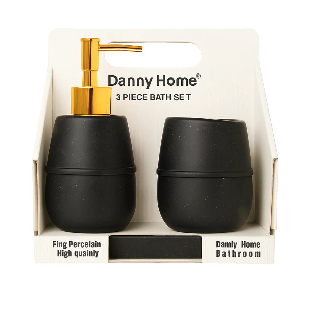 3 Pcs Bathroom Accessory Set – Soap Dispenser, Tumbler & Soap Dish