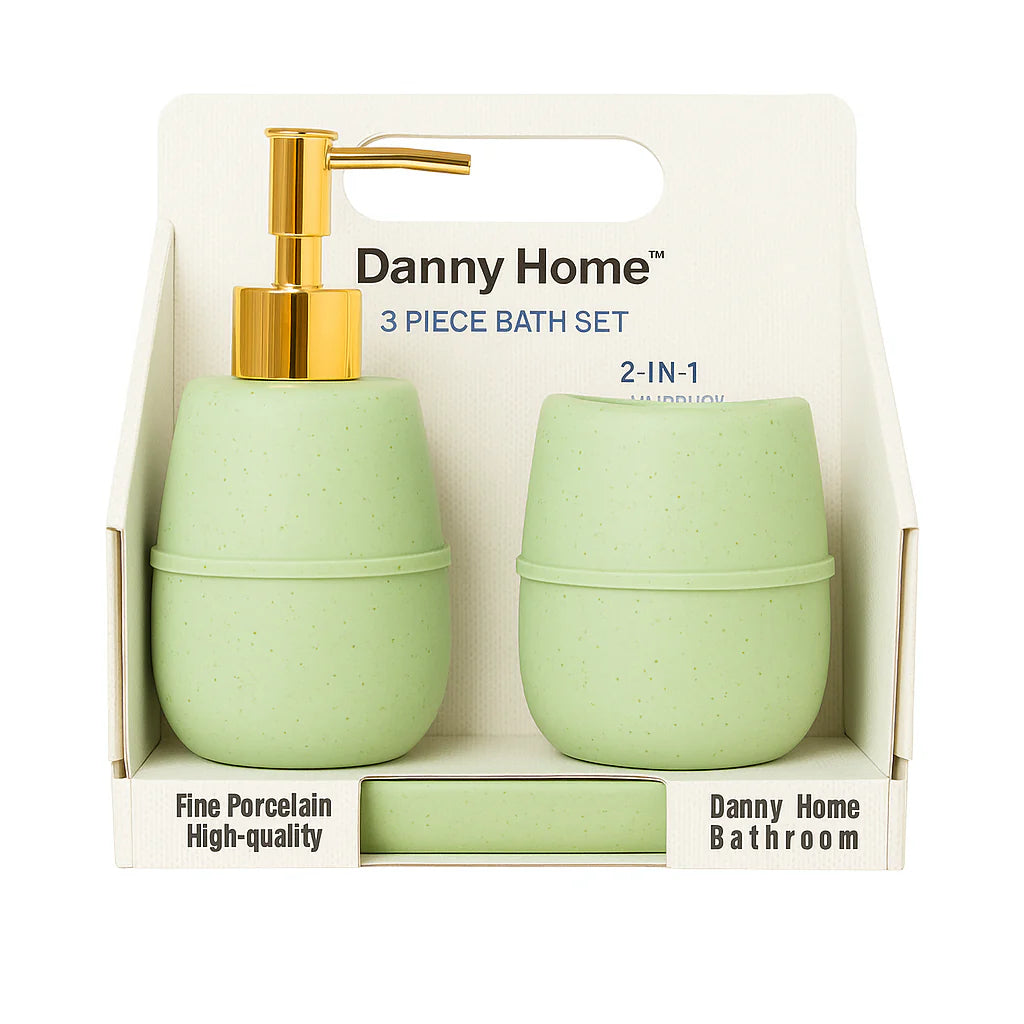 3 Pcs Bathroom Accessory Set – Soap Dispenser, Tumbler & Soap Dish