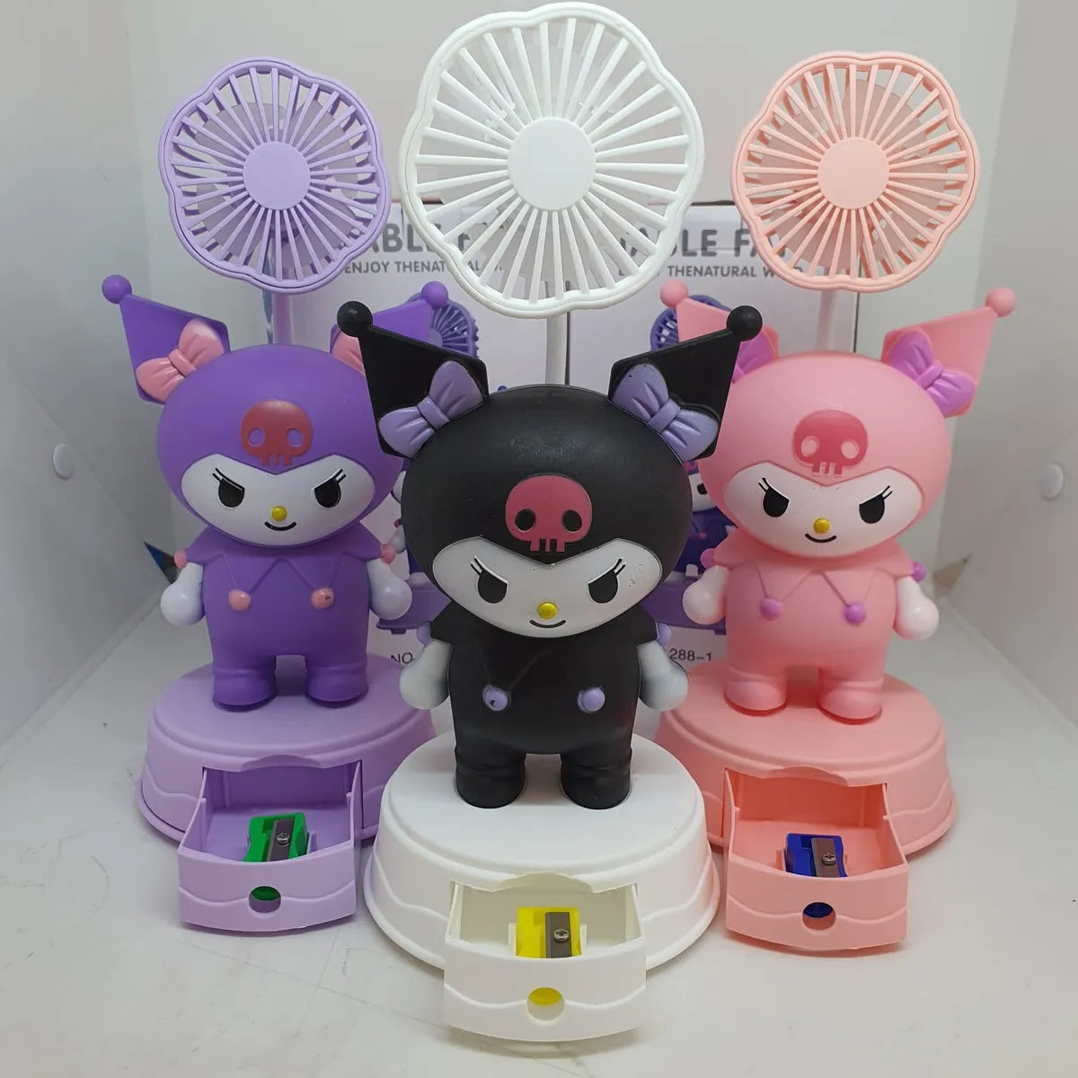 Sanrio Kuromi USB Desktop Fan – Retractable, Rechargeable, and Cute!