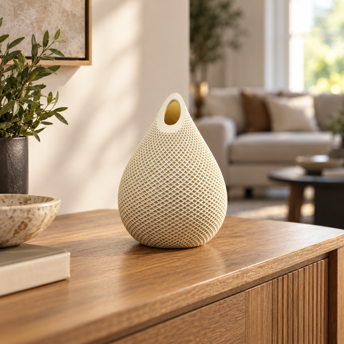 Diamond Lattice Teardrop Decorative Vase