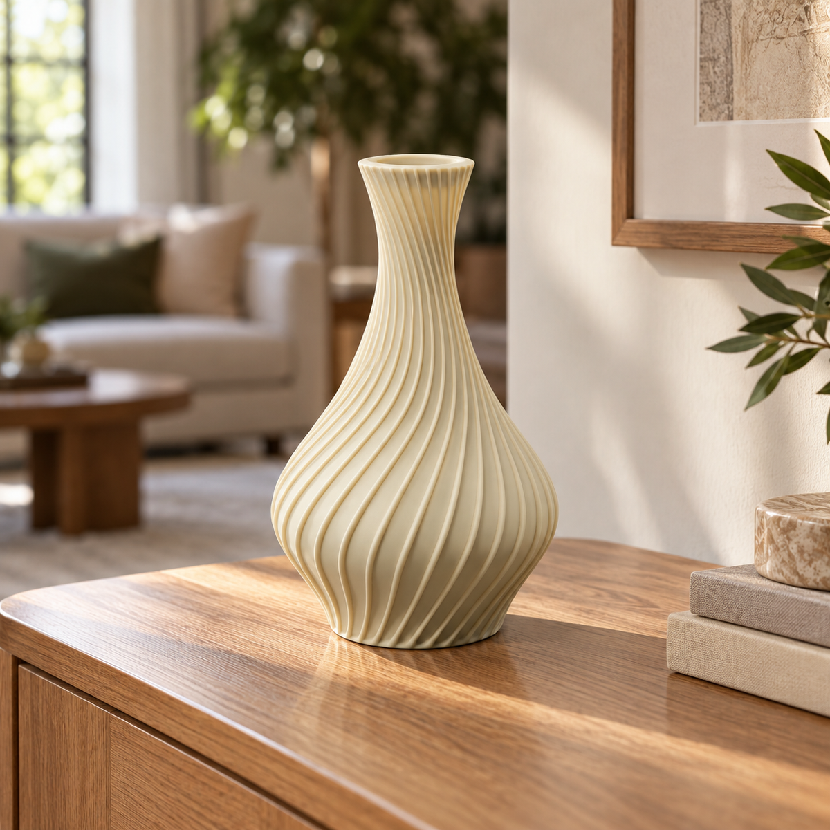 Spiral Ribbed Decorative Flower Vase